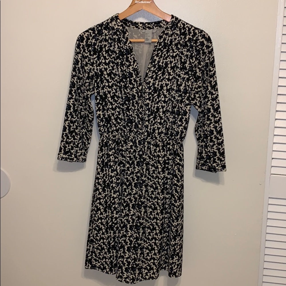 Black spotted 3/4 sleeve dress